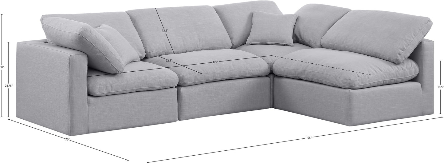 Indulge - Linen 4 Piece Modular Sectional