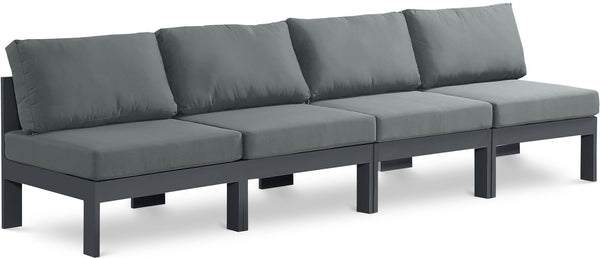 Nizuc - Outdoor Patio 4 Seat Armless Modular Sofa With Gray Frame