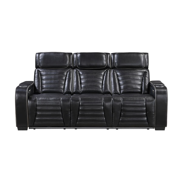 Cyber Power Double Reclining Sofa with Center Drop-Down Cup Holders, Power Headrests, Storage Arms(Top and Side) ,Cup holders, Reading Lights, Wireless Charger, Air Massage, Heat, LED Lighting and Charging Ports