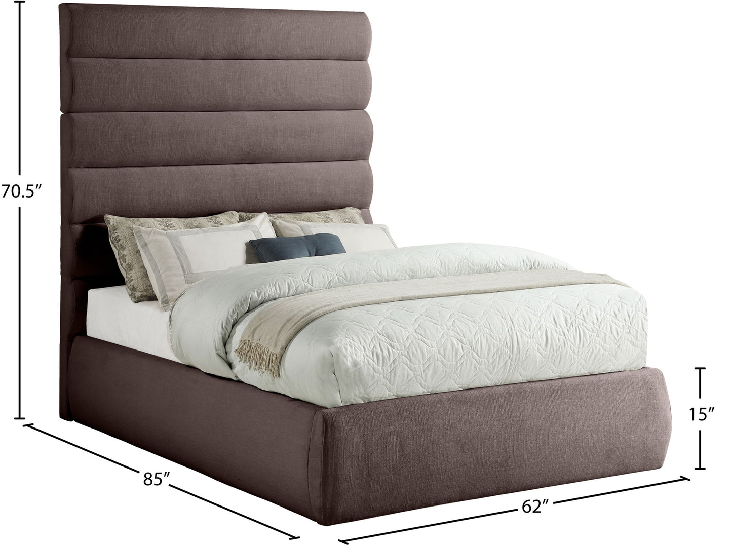 Adam - Linen Fabric Bed With 70.5" Headboard