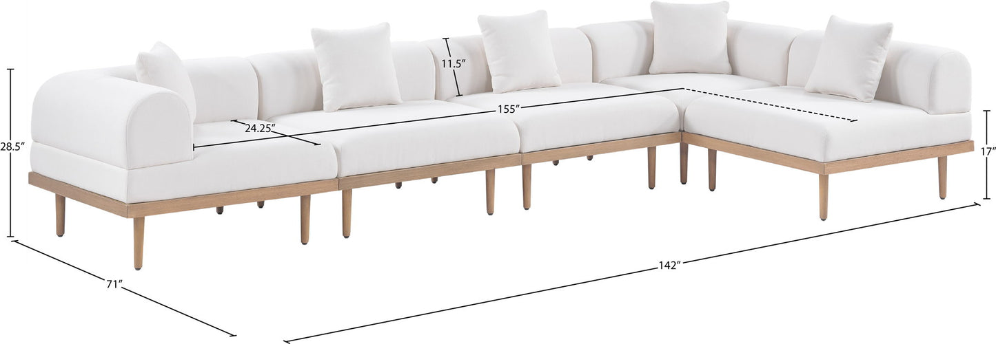 Laguna - 5 Piece 106.5" Upholstered Outdoor Patio Modular Sectional