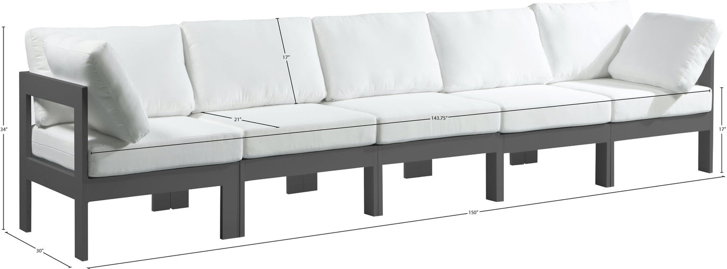 Nizuc - Outdoor Patio 5 Seat Modular Sofa With Gray Frame