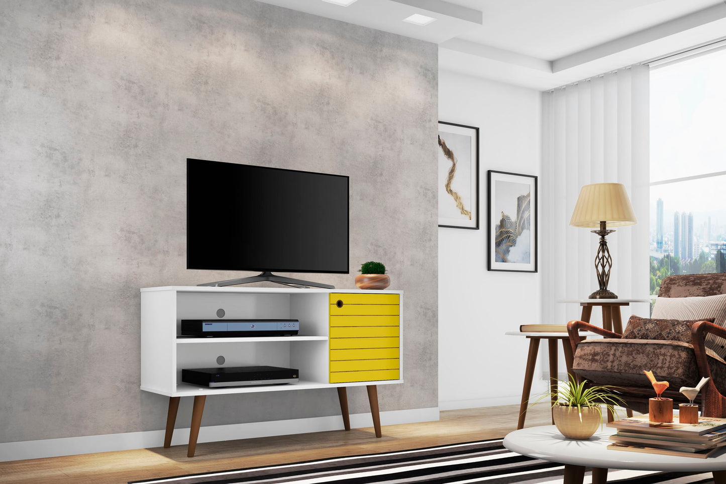 Manhattan Liberty - TV Stand With White Frame