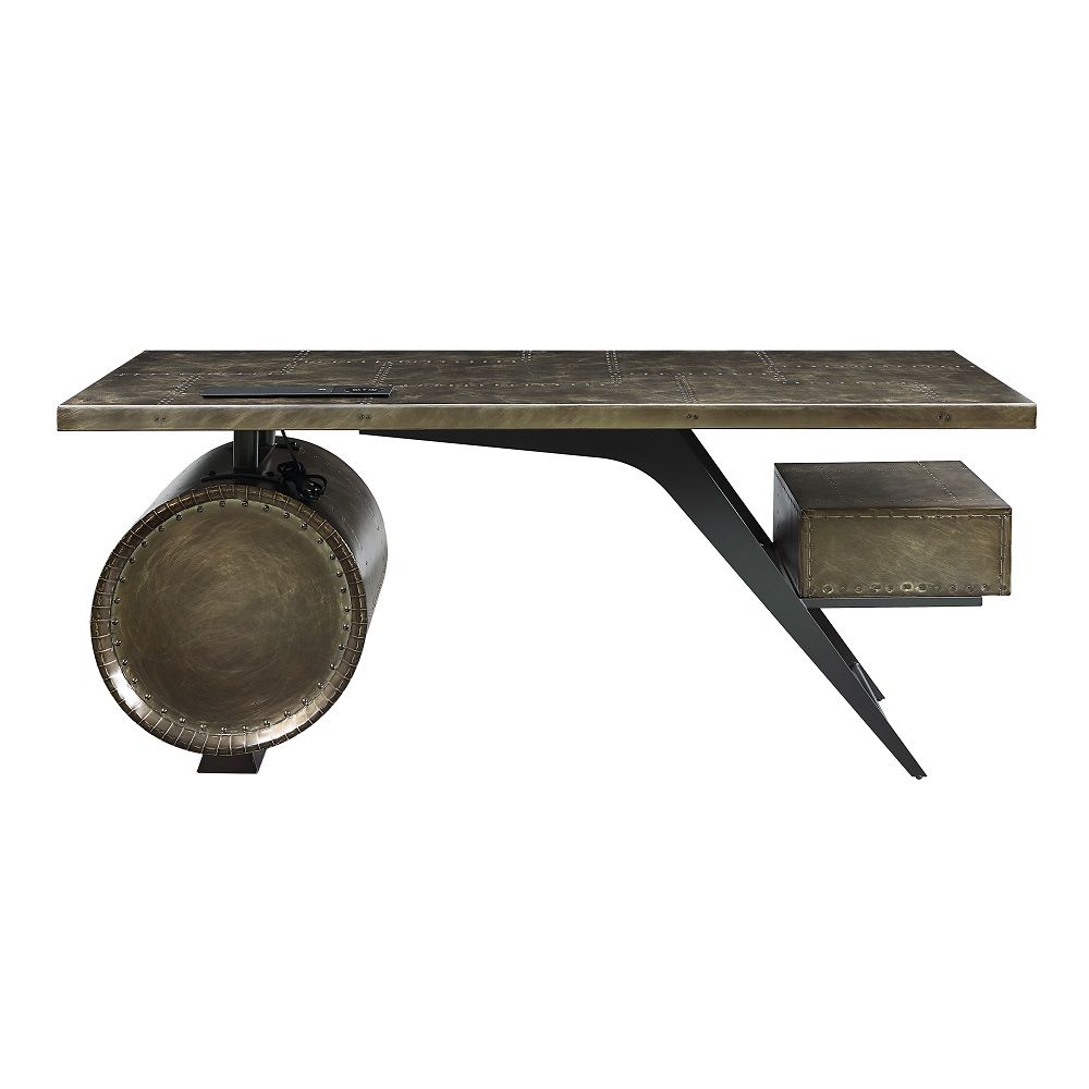 Brancaster - Executive Writing Desk With USB - Bronze Aluminum