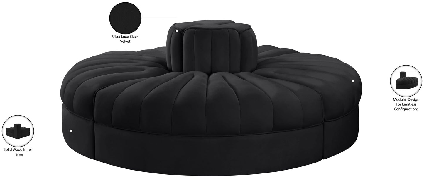 Rummi - Round Velvet Performance Fabric Upholstered 4 Piece Modular Sofa