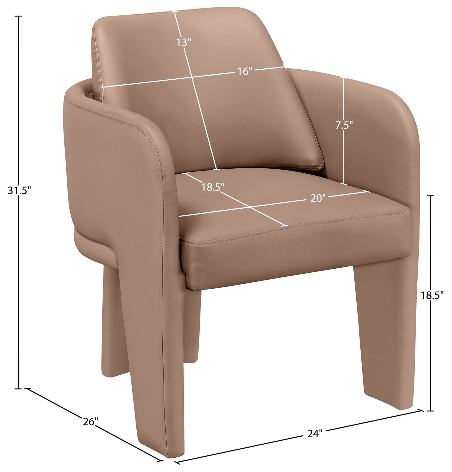 Vanda - Vegan Leather Upholstered Dining Chair - Tan