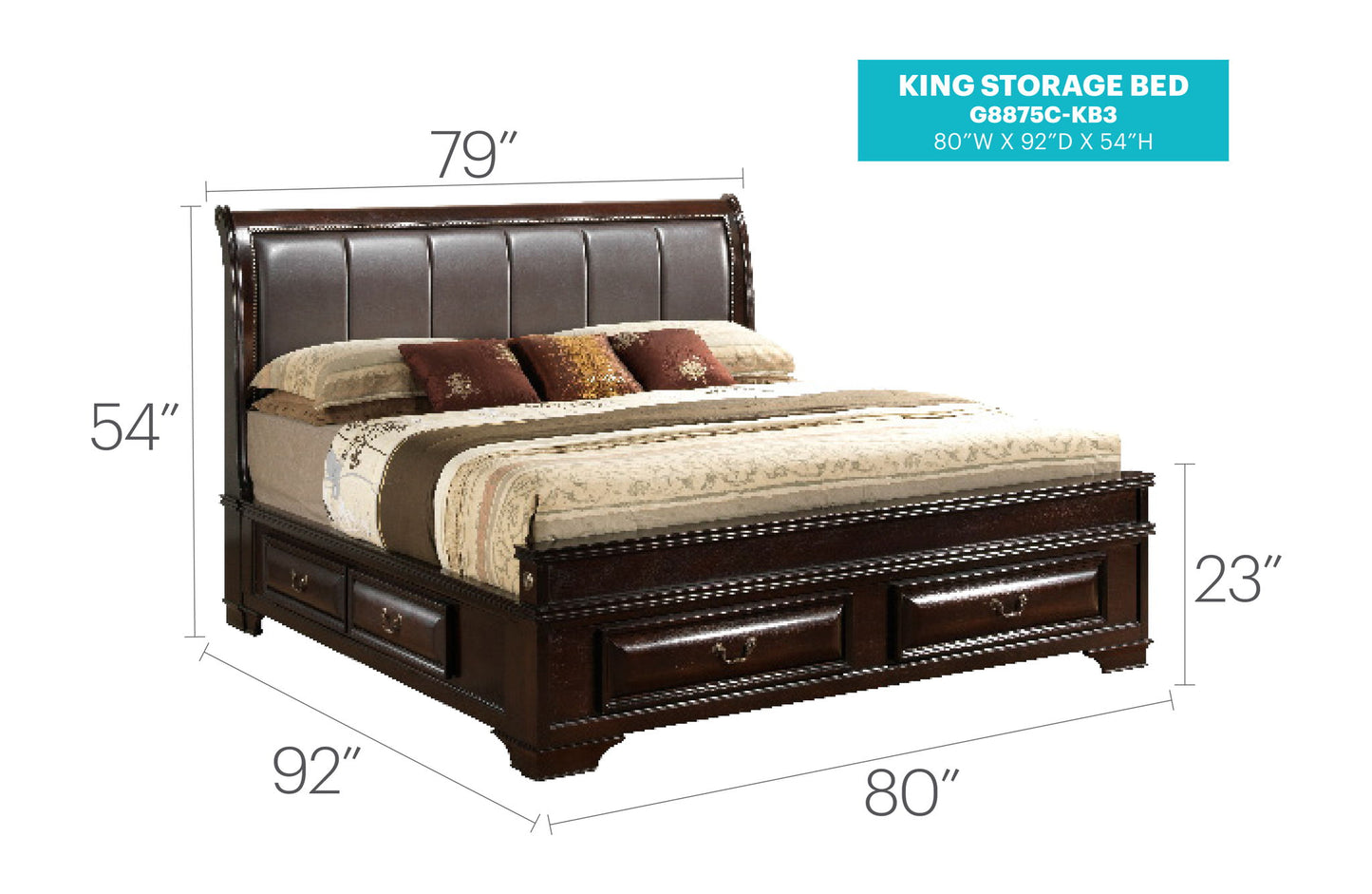 Glory Furniture - LaVita - Upholstered Storage Bed