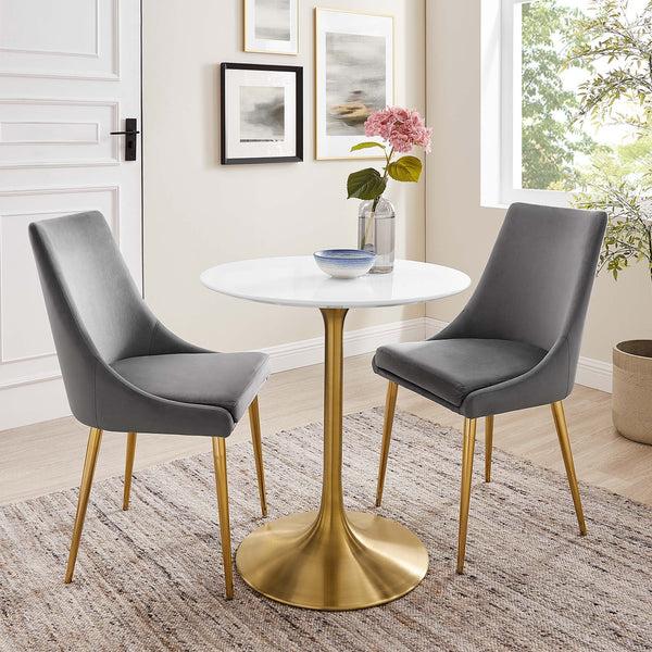 Lippa Round 28" Dining Table - Wood, Gold White