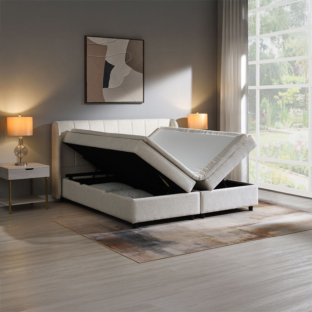 Adonia - Queen Bed With Storage - Beige