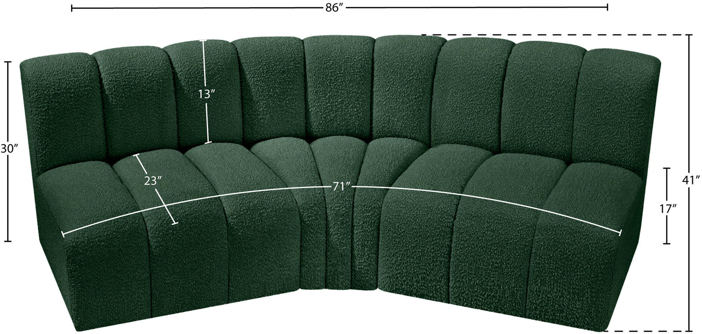 Arc - Boucle Fabric 3 Piece Modular Corner Sofa