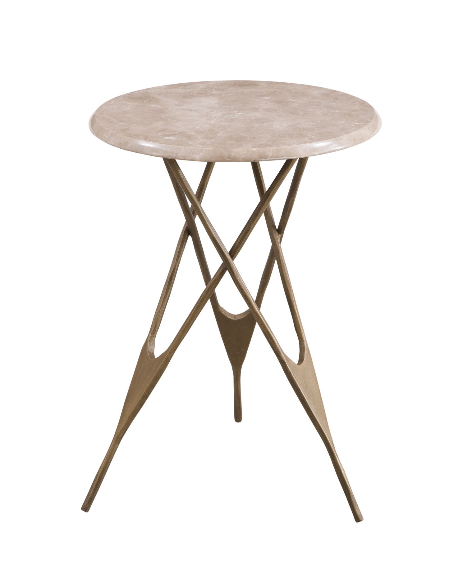 Leila - Accent Table - Antique Brass / Italian Marble