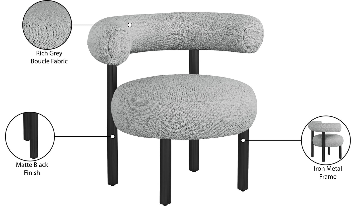 Bordeaux - Boucle Fabric Accent Chair With Black Legs