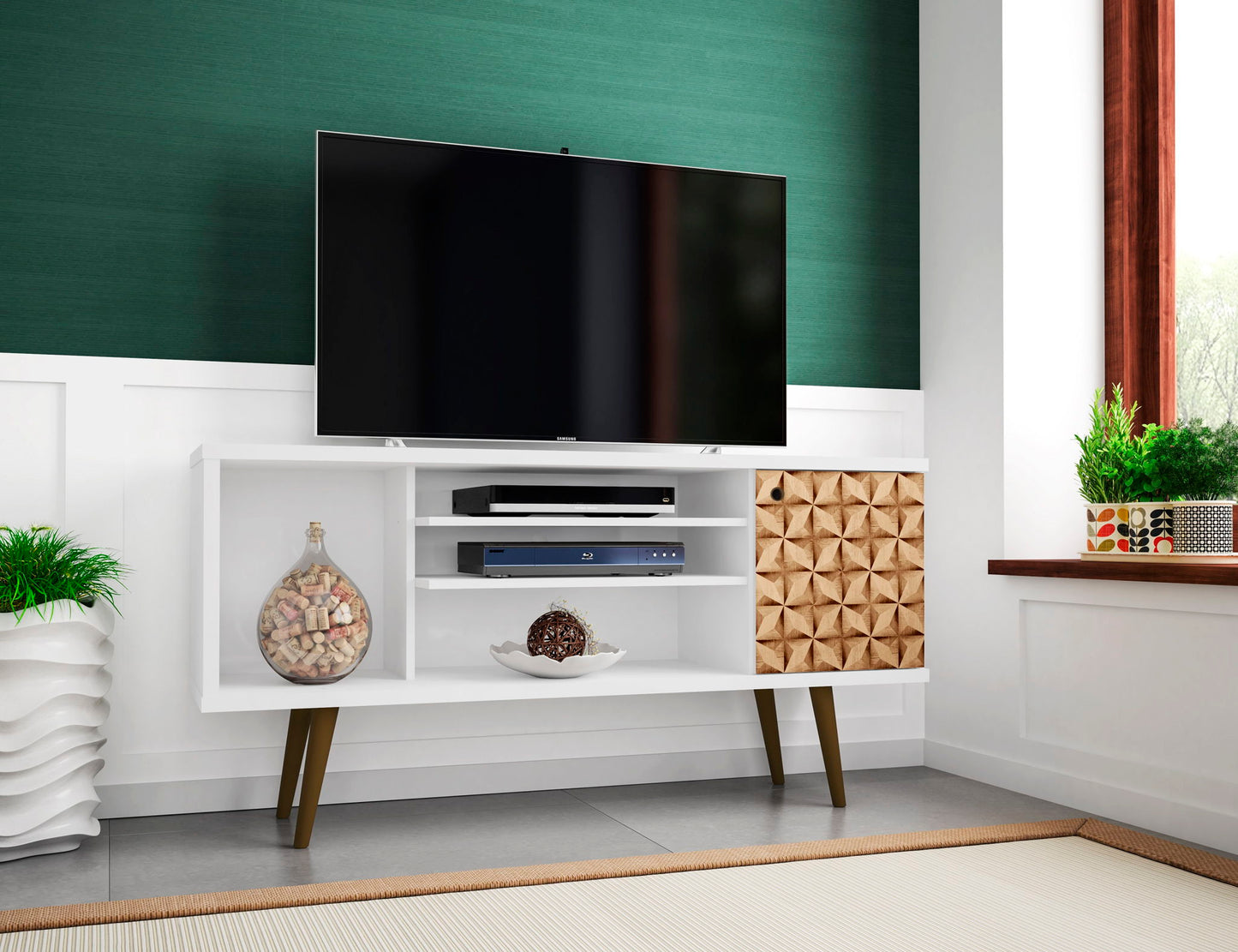 Manhattan Liberty - 53" TV Stand With White Frame