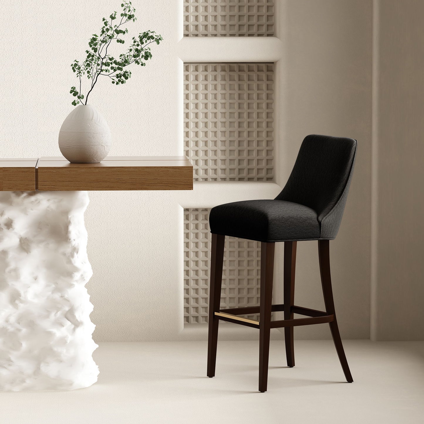 Manhattan Beever - Chenille Wood Stool