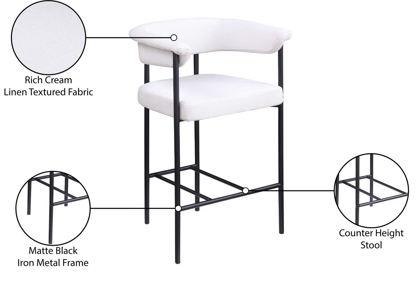 Malin - Linen Counter Stool (Set of 2)