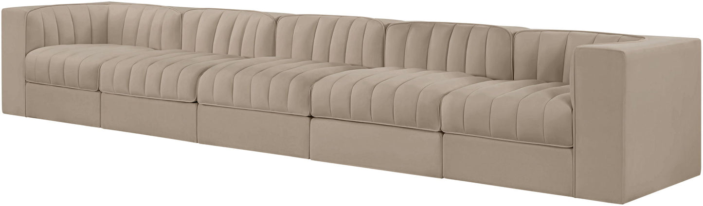 Rummi - Velvet Performance Fabric Upholstered 5 Piece Modular Sofa