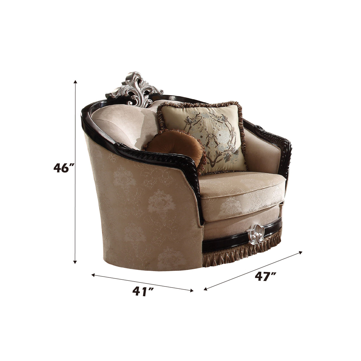 Ernestine - Chair With 2 Pillows - Tan Fabric & Black