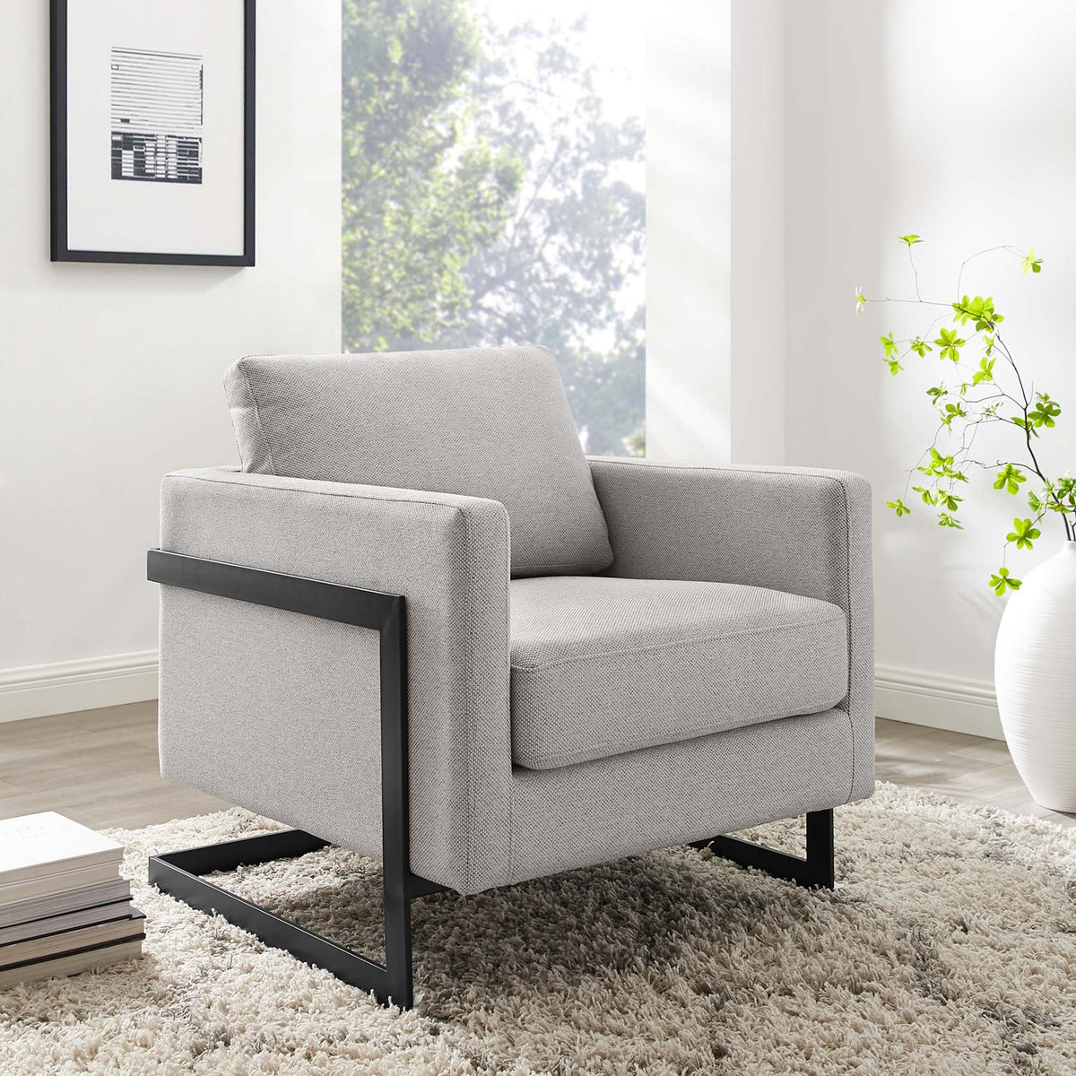 Posse Upholstered Fabric Accent Chair - Black Camel
