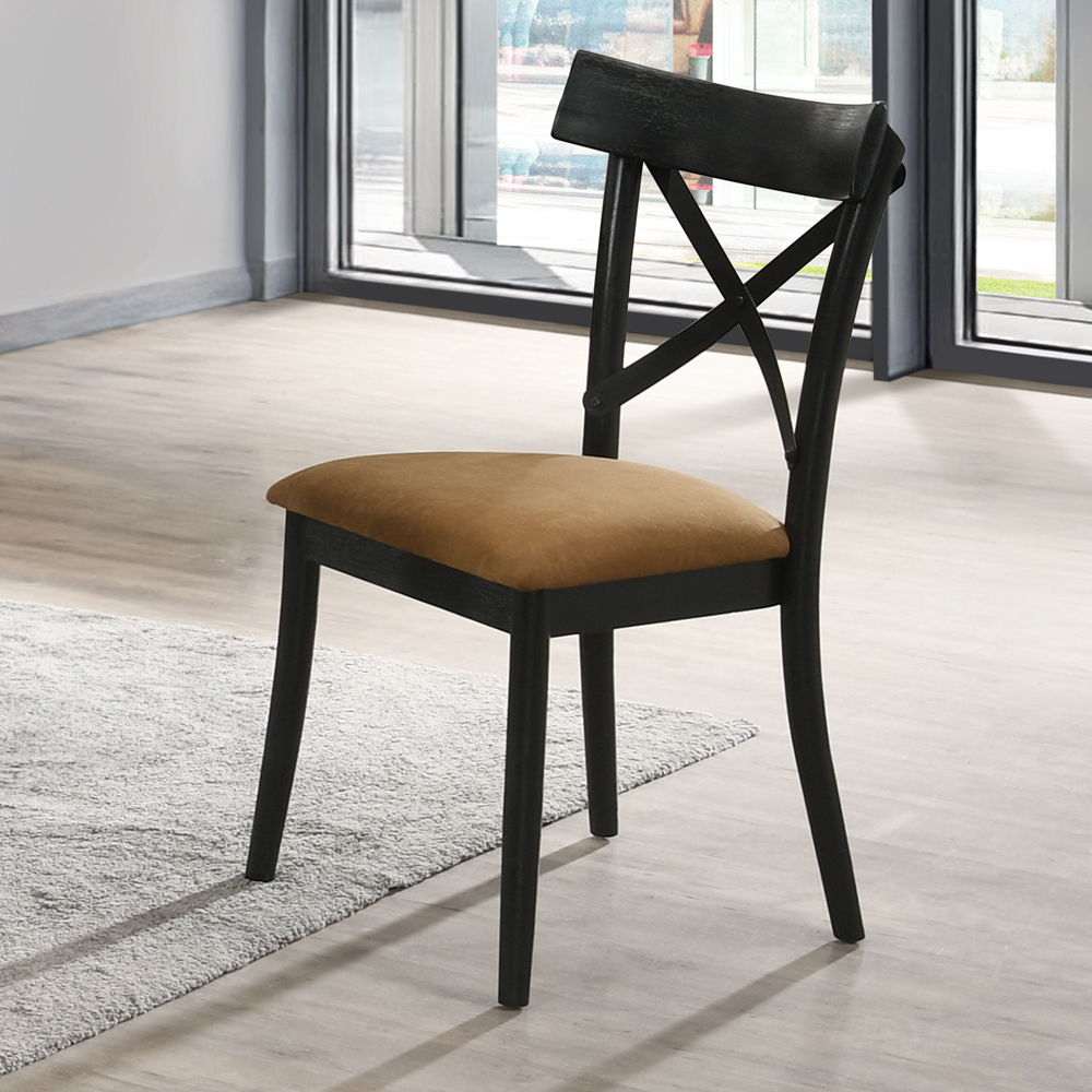 Hillary - Side Chair (Set of 2) - Brown Leather Aire, Walnut & Black