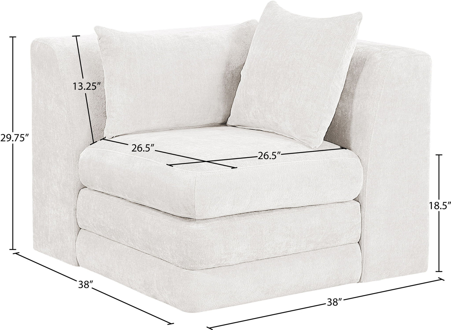 Stellar - Chenille Fabric Upholstered Modular Corner Chair