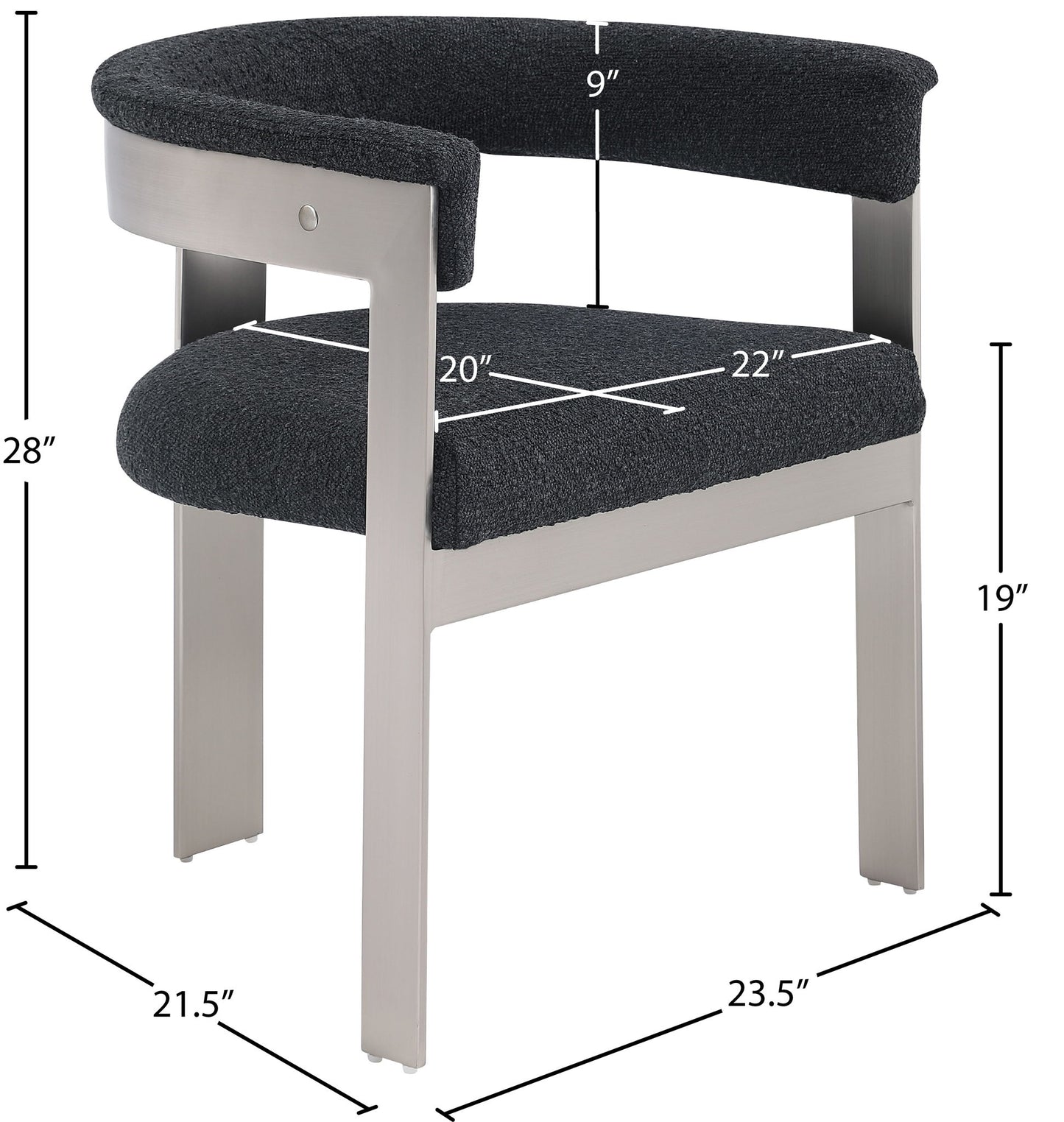 Romeo - Boucle Dining Chair With Silver Base (Set of 2)