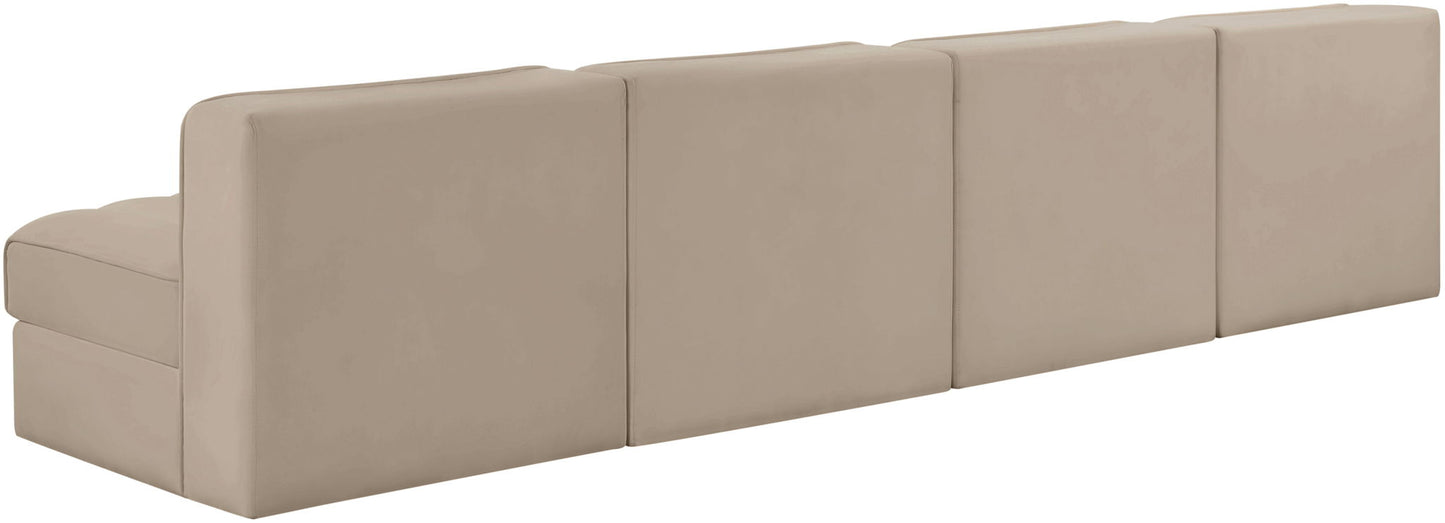 Rummi - Armless Velvet Performance Fabric Upholstered 4 Piece Modular Sofa