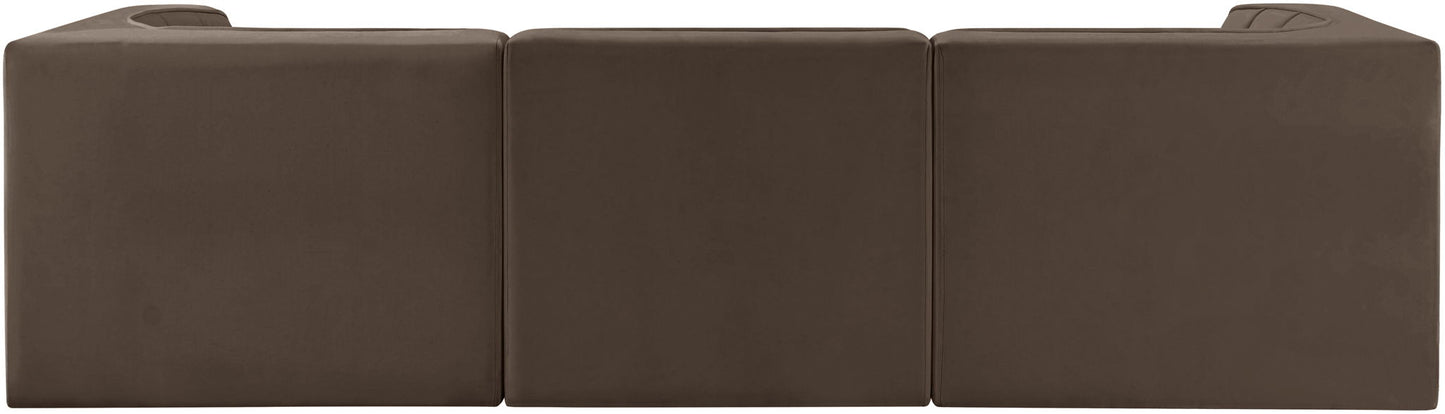 Rummi - Velvet Performance Fabric Upholstered 3 Piece Modular Sofa