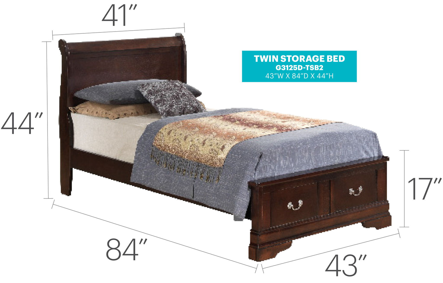 Glory Furniture - Louis Phillipe - Storage Bed