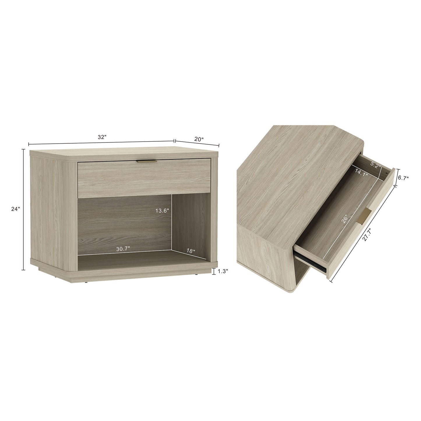 Manhattan Evelyn - 1-Drawer Nightstand