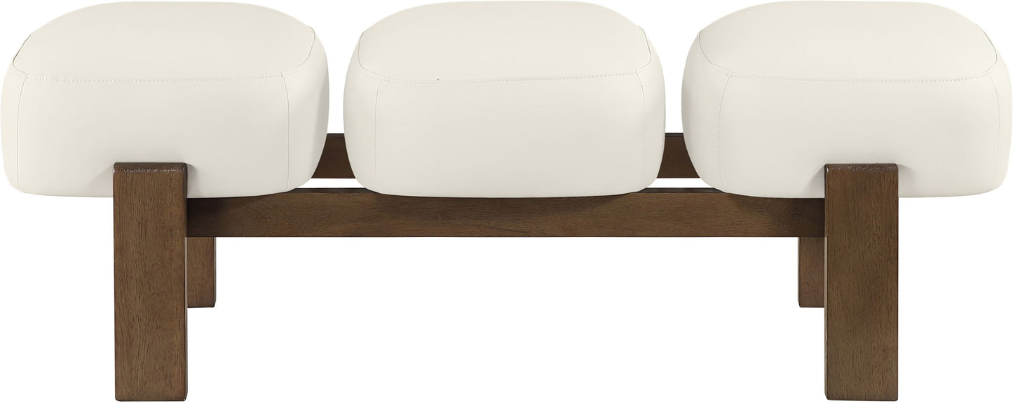 Woodcrest - Vegan Leather Upholstered Bench - Painted Brown Walnut Base