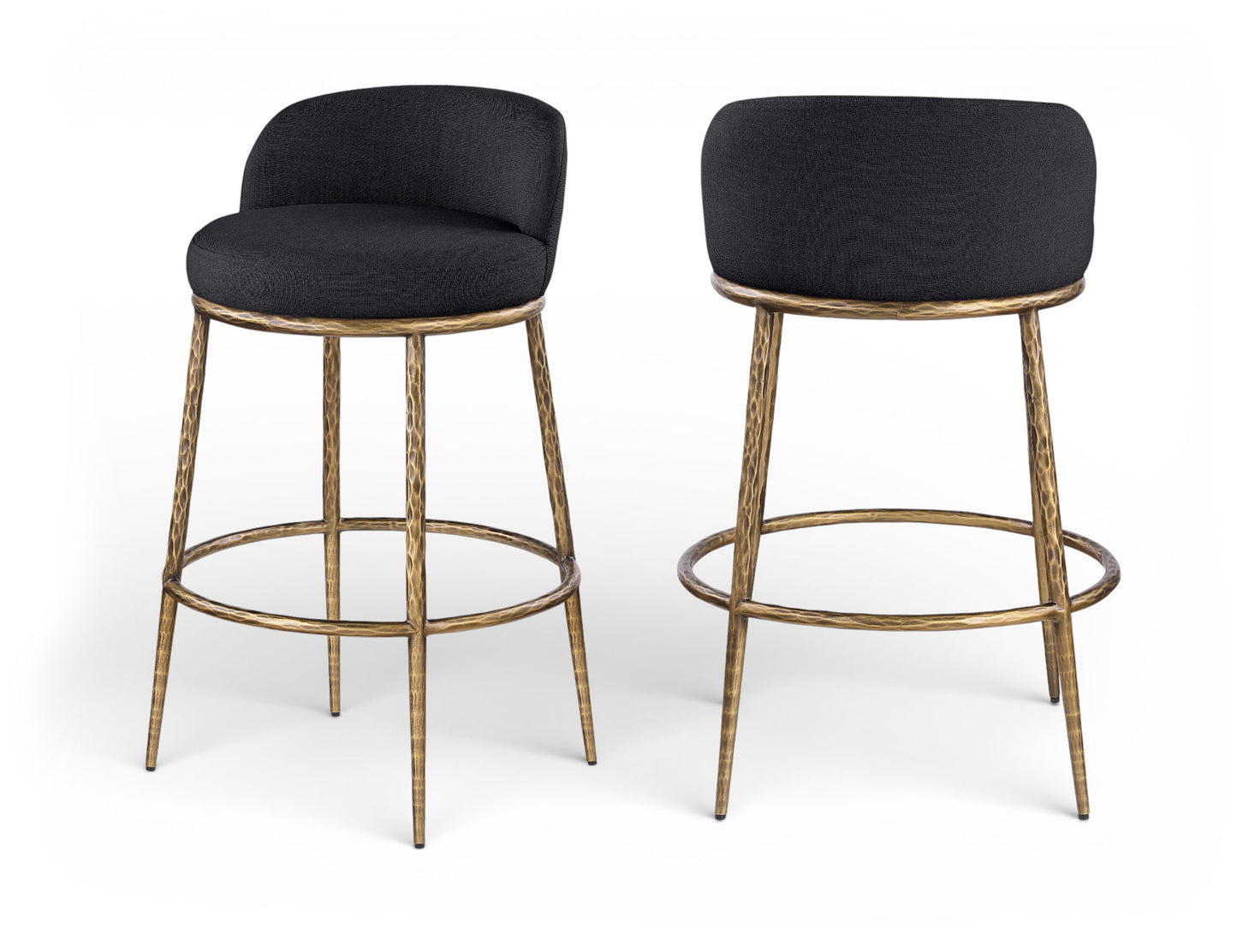 Ferro - Performance Fabric Upholstered Bar Stool - Antique Brass