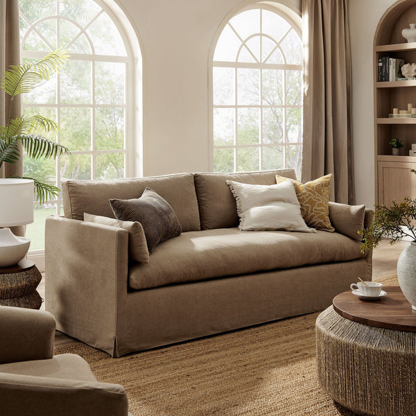 Wellfleet 85" Slipcovered Fabric Sofa - Almond