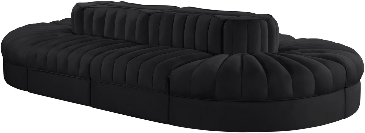 Rummi - Oval Velvet Performance Fabric Upholstered 8 Piece Modular Sectional