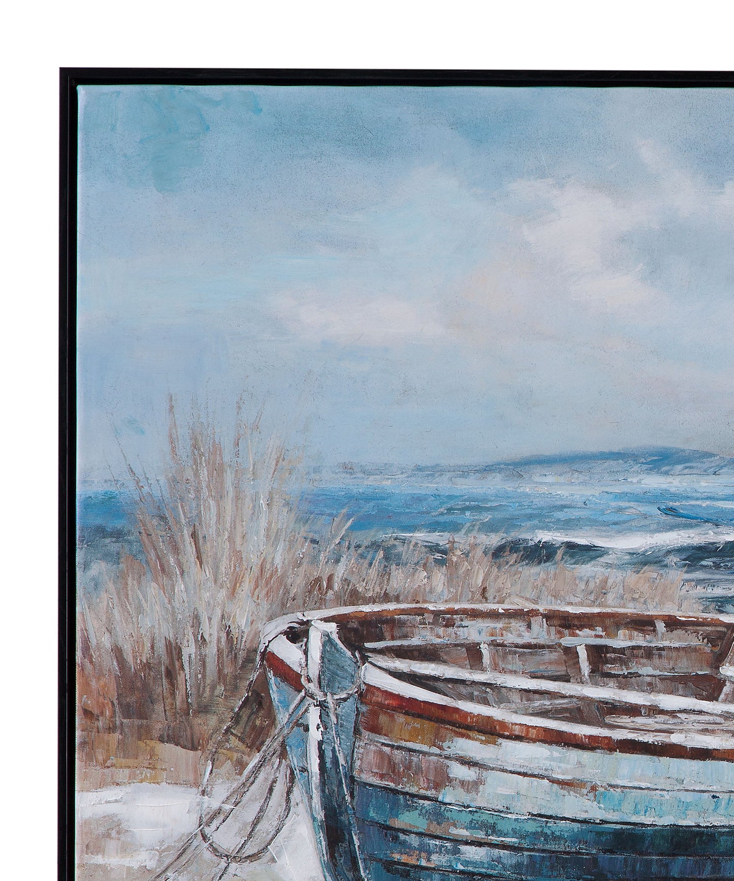 Mo Bay Framed Canvas - Blue / Light Brown