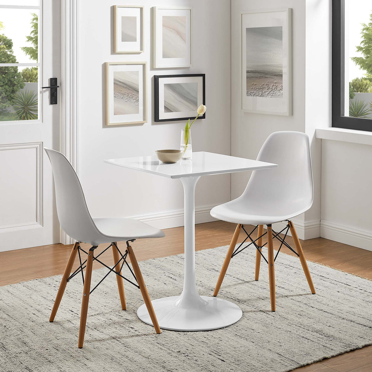 Lippa Square Wood Dining Table - 24", White