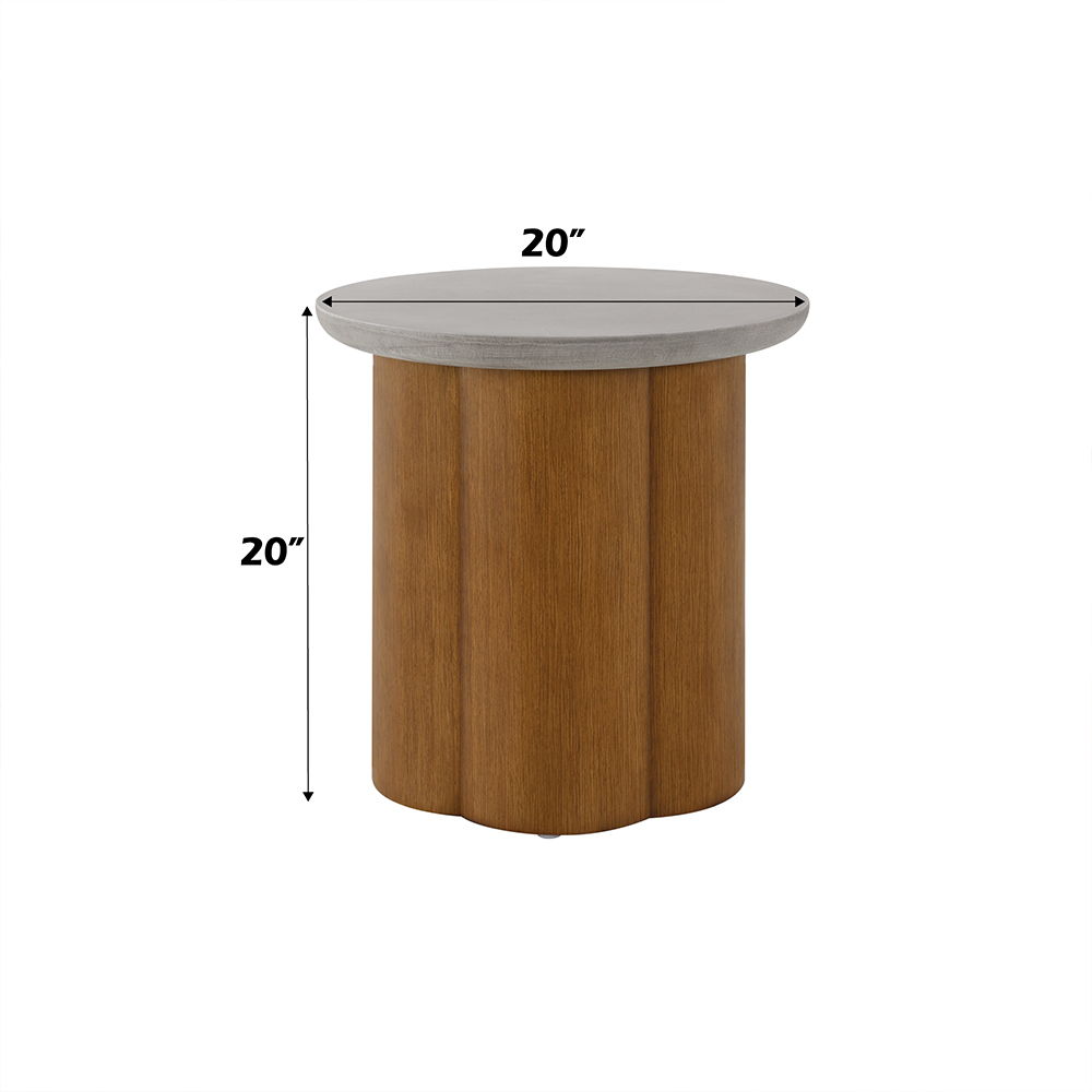 Evelyn - End Table - Faux Concrete Top & Walnut