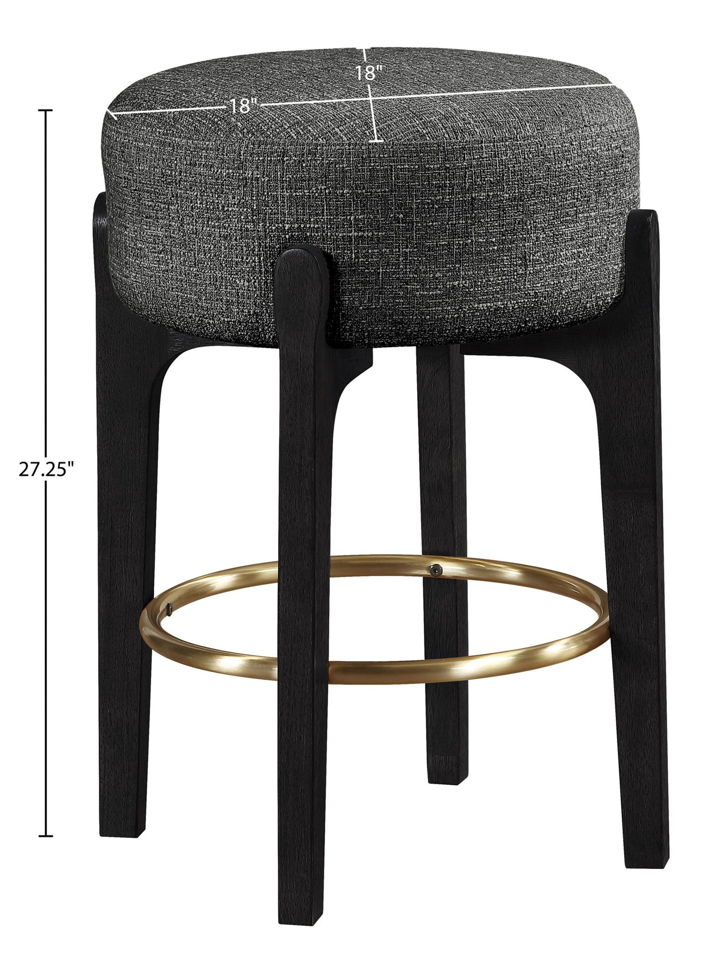 Torino - Backless Counter Stool With Brushed Black Base (Set of 2)