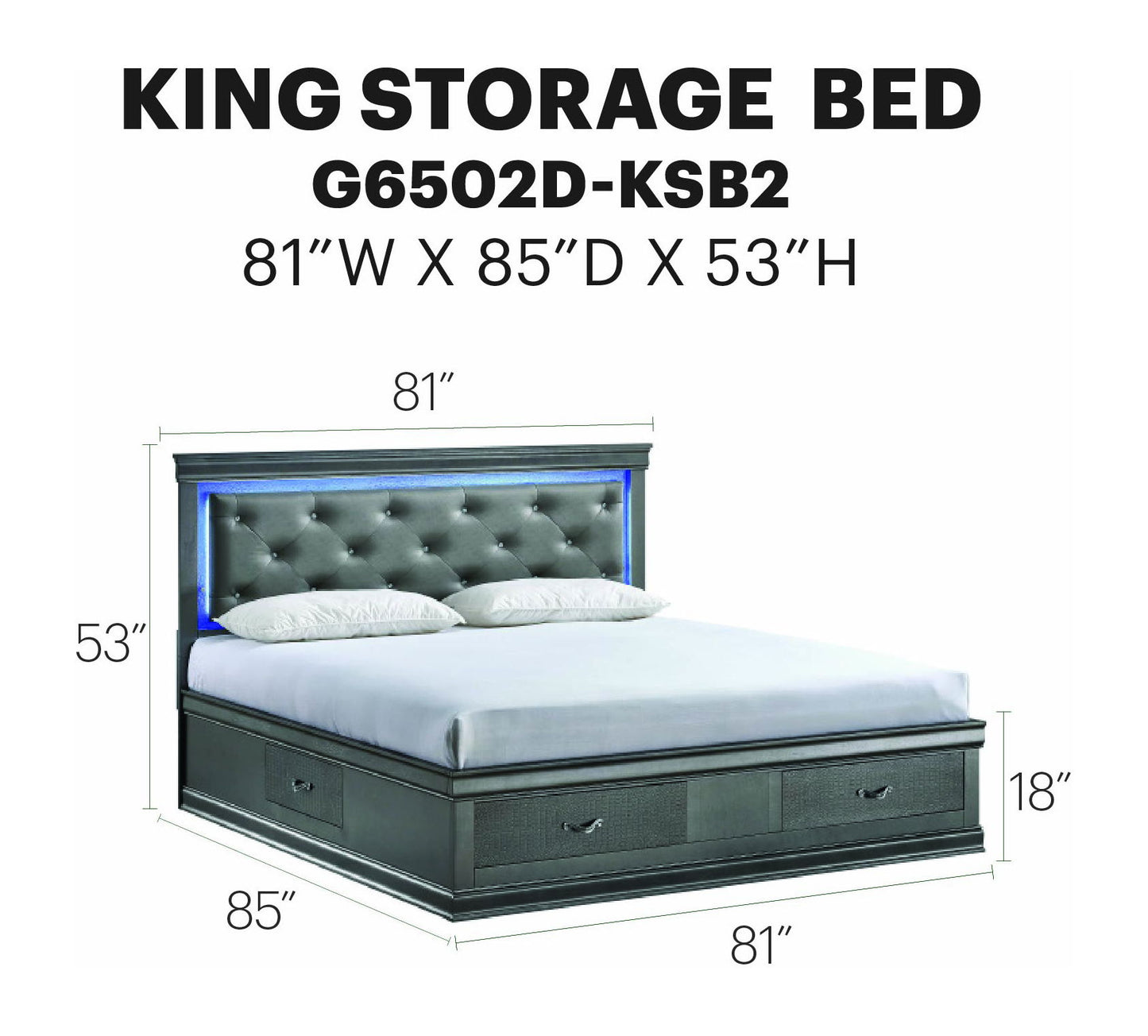 Glory Furniture - Lorana - Storage Bed