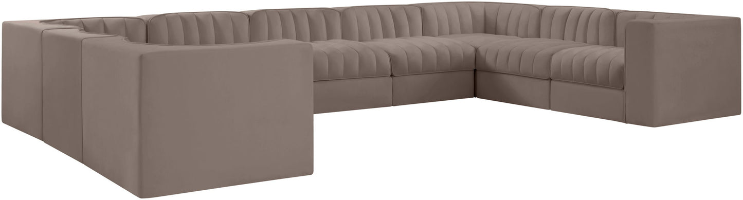 Rummi - Velvet Performance Fabric Upholstered 9 Piece Modular Sectional