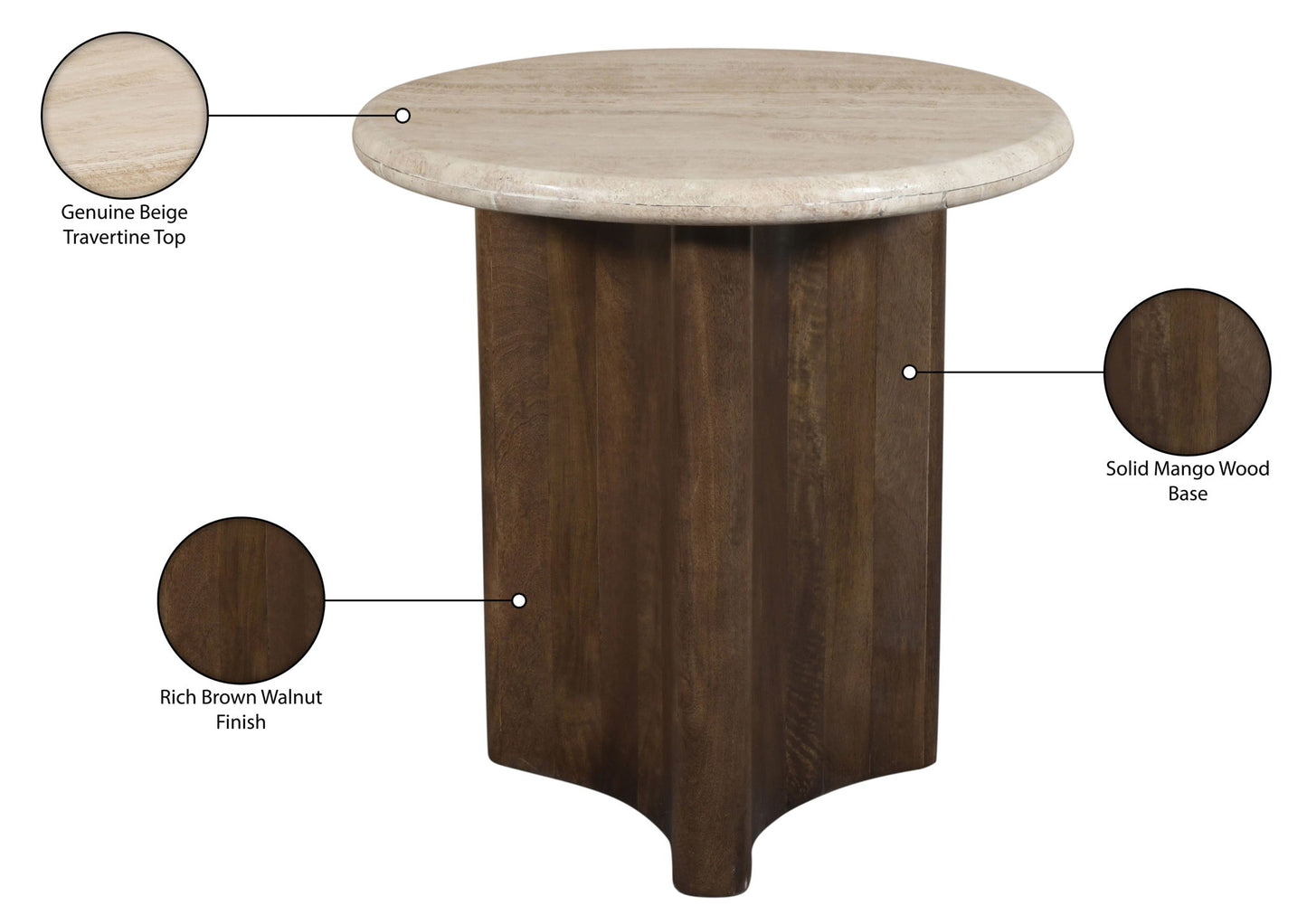 Pietra - Travertine And Mango Wood Table