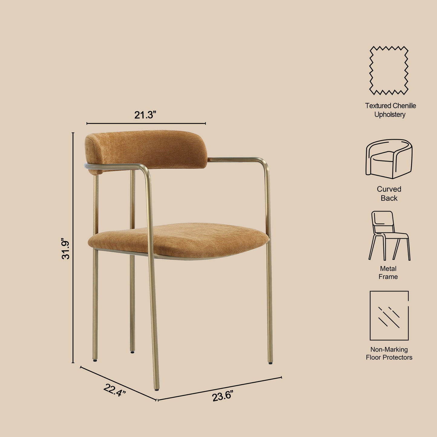 Manhattan Serene - Metal Upholstered Dining Chair