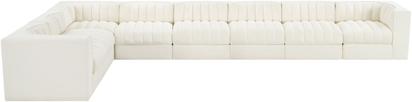 Rummi - Velvet Performance Fabric Upholstered 8 Piece Modular Sectional (With 3 Corner Chairs)