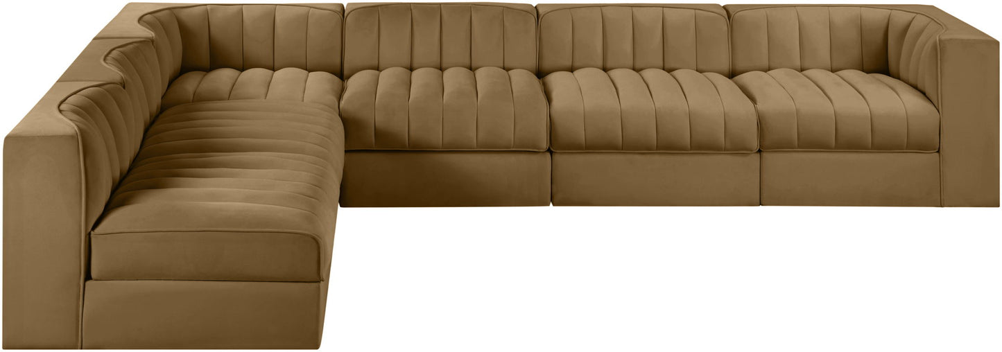 Rummi - Velvet Performance Fabric Upholstered 6 Piece Modular Sectional