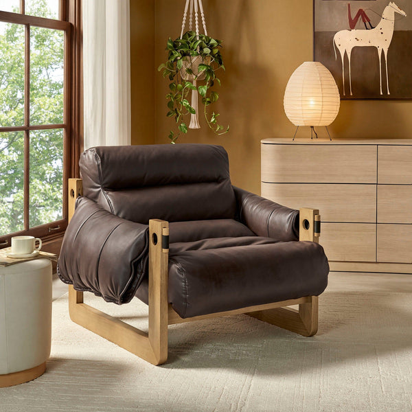 Sorelle Vegan Leather Sling Lounge Chair - Espresso