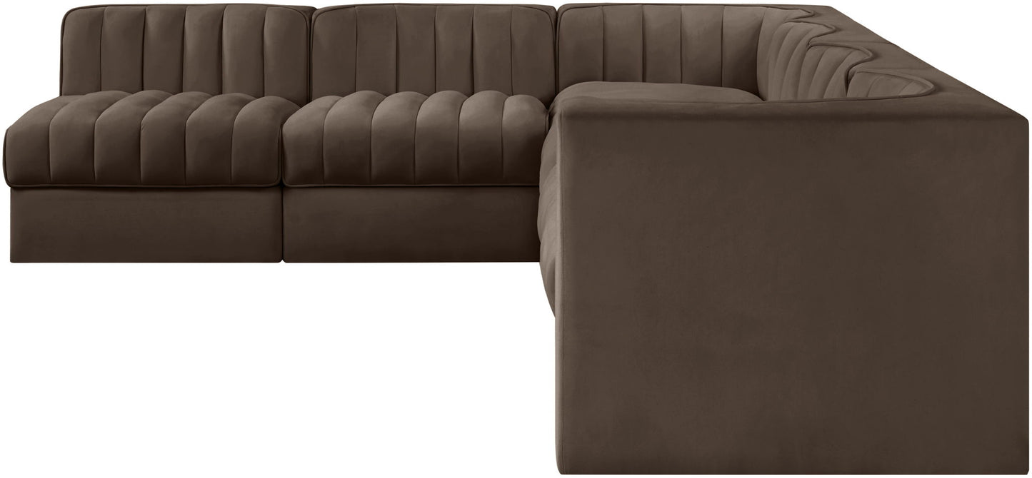 Rummi - Velvet Performance Fabric Upholstered 6 Piece Modular Sectional