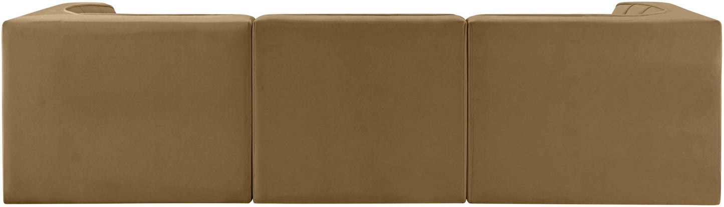 Rummi - Velvet Performance Fabric Upholstered 3 Piece Modular Sofa