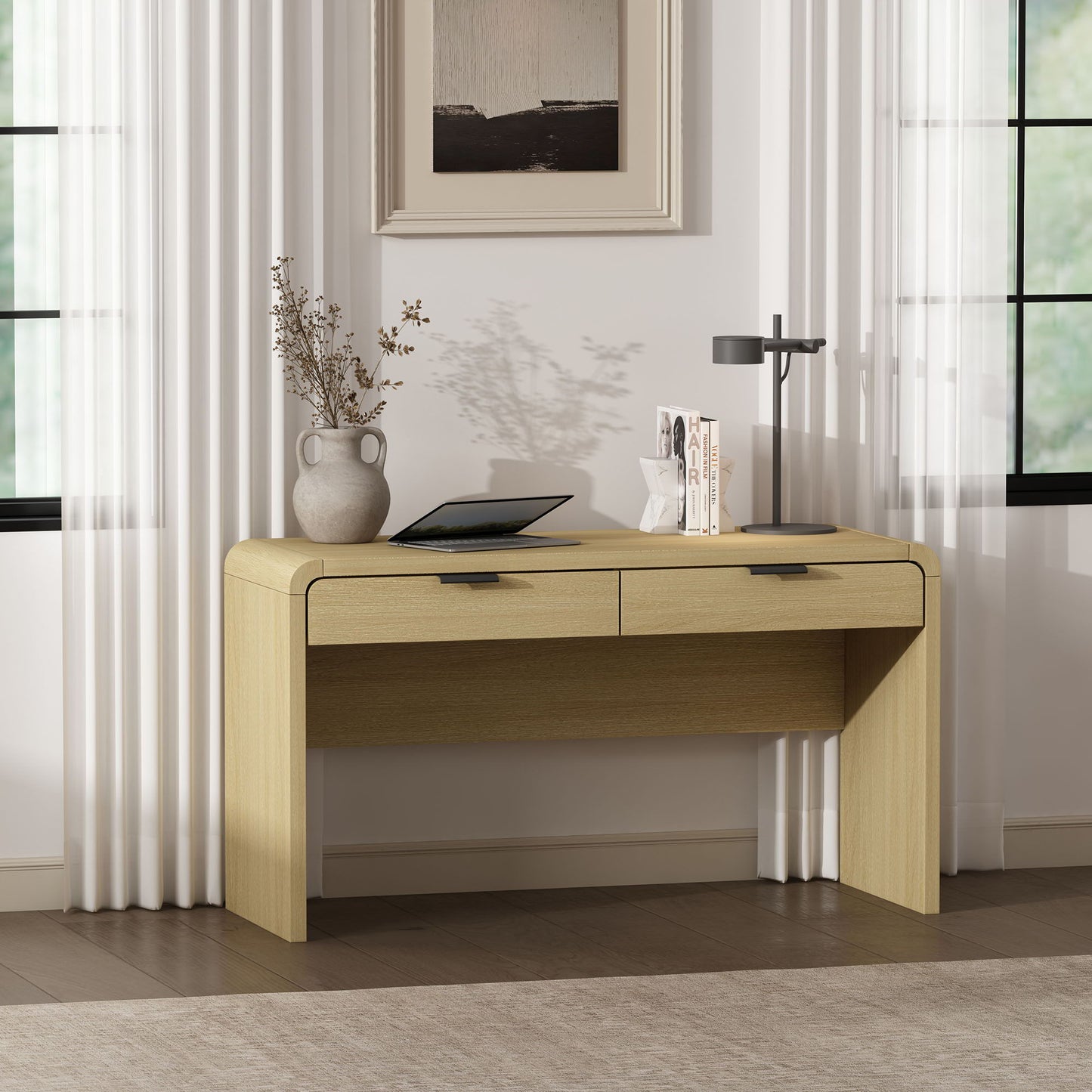 Grace - 2-Drawer Office Desk - Natural Oak