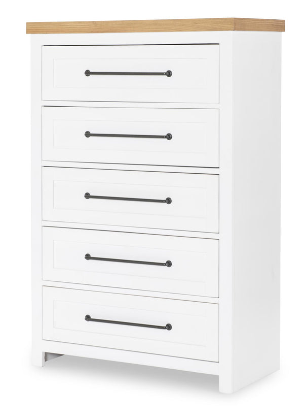 Horizons - 5 Drawers Chest - Pure White / Natural Oak