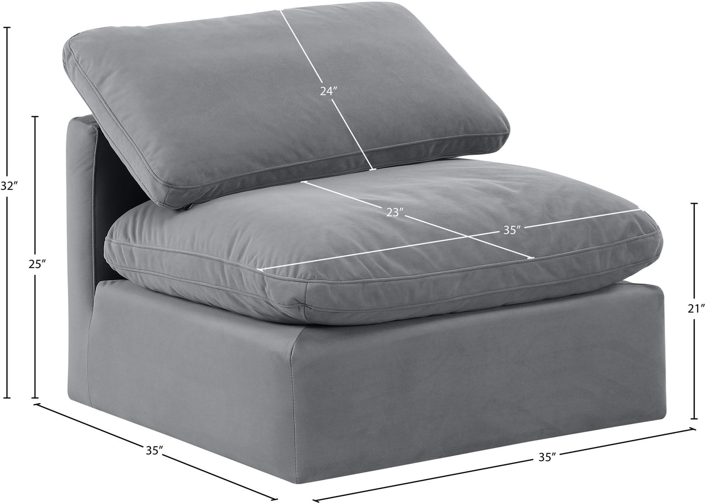 Indulge - Velvet Armless Chair
