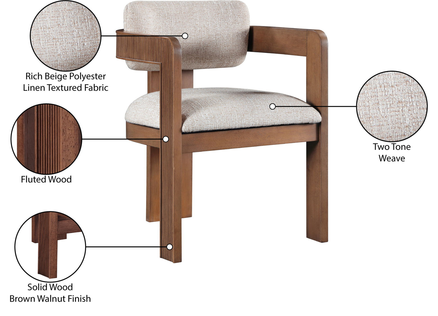 Sacha - Linen Dining Chair With Brown Base (Set of 2)